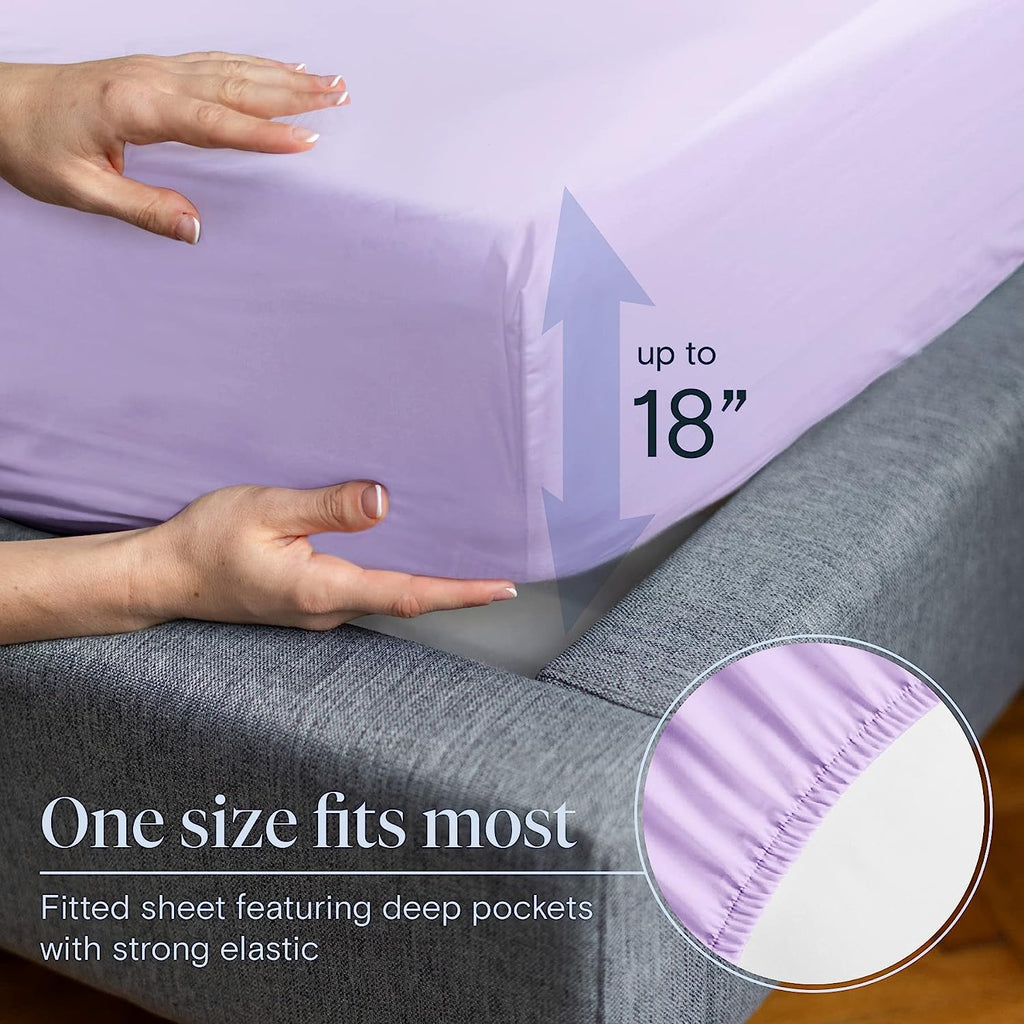 LuxClub 6 PC Full Size Sheet Set Bamboo Sheets Deep Pockets 18" Eco Friendly Wrinkle Free Cooling Sheets Machine Washable Hotel Bedding Silky Soft - Periwinkle Full