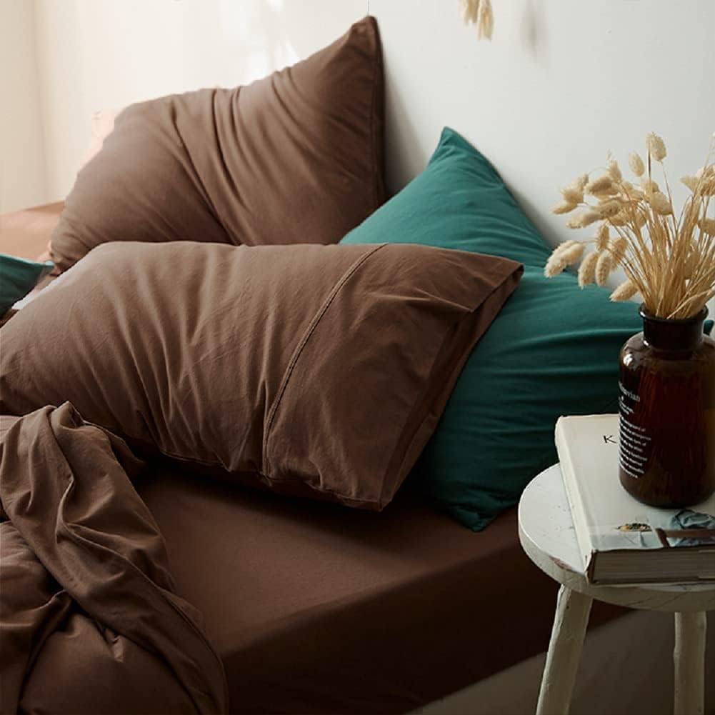 CoutureBridal Brown Duvet Cover Queen Size Solid Mocha Coffee Color Bedding Duvet Cover 3 Pieces Minimalist Soft Microfiber Comforter Cover with Zipper Ties Gift for Men Women