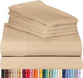 LuxClub 7 PC Split King Sheet Set Bamboo Sheets Deep Pockets 18" Eco Friendly Wrinkle Free Cooling Sheets Machine Washable Hotel Bedding Silky Soft - Light Khaki Split King