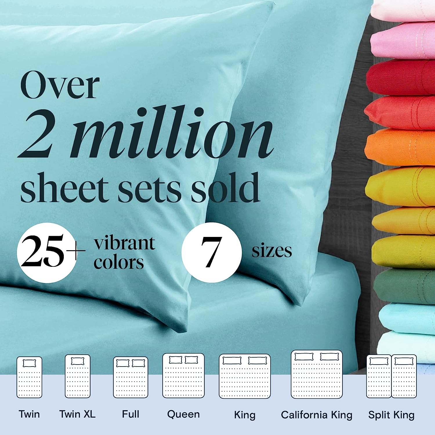LuxClub 6 PC King Size Sheet Set Bamboo Sheets Deep Pockets 18" Eco Friendly Wrinkle Free Cooling Sheets Machine Washable Hotel Bedding Silky Soft - Aqua King