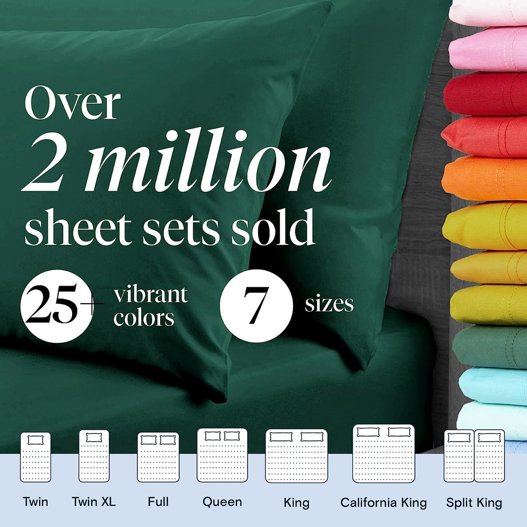 LuxClub 6 PC Queen Sheet Set Bamboo Sheets Deep Pockets 18" Eco Friendly Wrinkle Free Cooling Sheets Machine Washable Hotel Bedding Silky Soft - Emerald Queen
