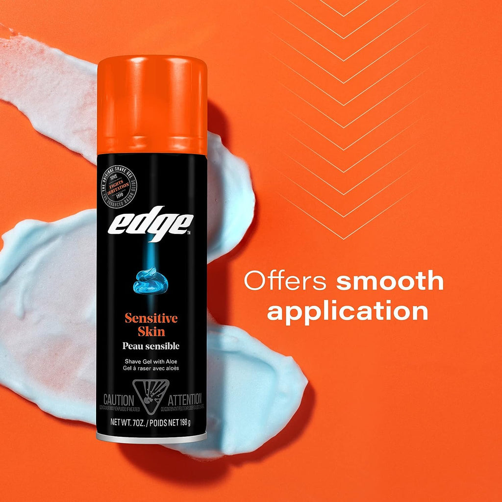 Edge Men's Sensitive Skin Formula Shave Gel with Soothing Aloe, 2.75 Ounce