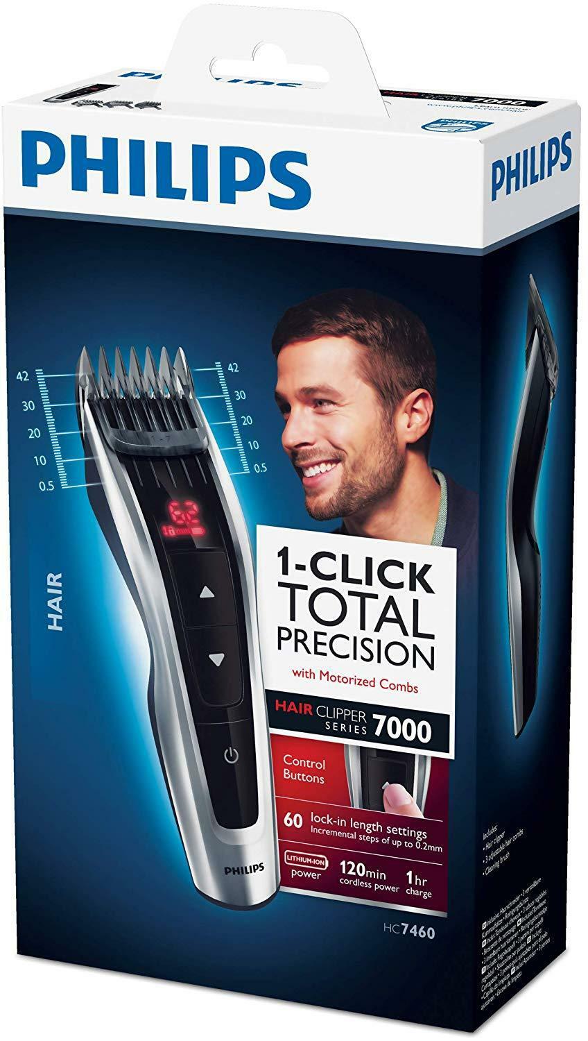 Philips HC7460/15 - Hair Clippers with Blades Steel , 3 Combs