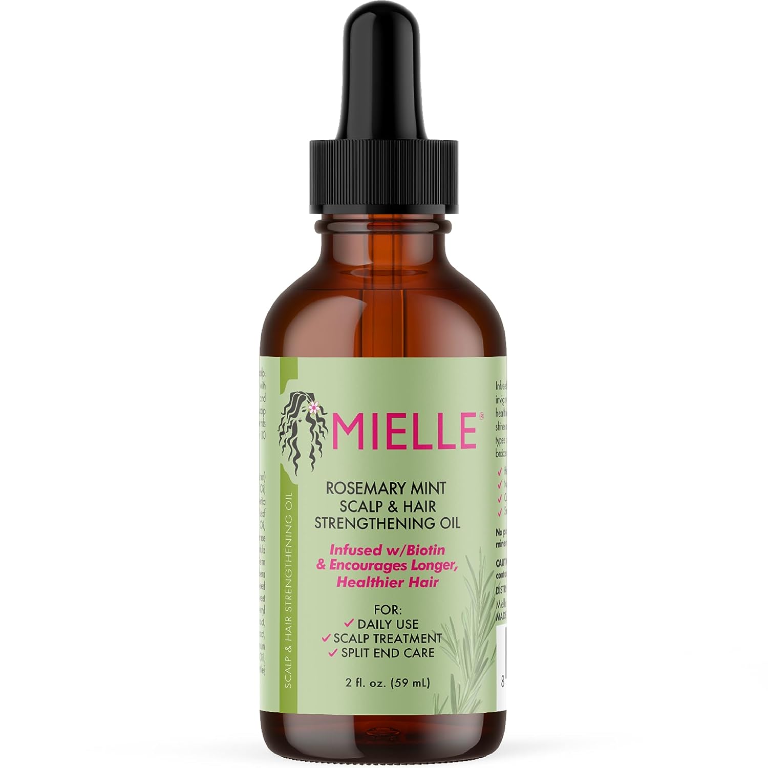 Mielle Organics Rosemary Mint Scalp &amp; Hair Strengthening Oil With Biotin &amp; Essential Oils, Nourishing Treatment for Split Ends and Dry Scalp for All Hair Types, 2-Fluid Ounces