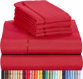 LuxClub 6 PC King Size Sheet Set Bamboo Sheets Deep Pockets 18" Eco Friendly Wrinkle Free Cooling Sheets Machine Washable Hotel Bedding Silky Soft - Red King
