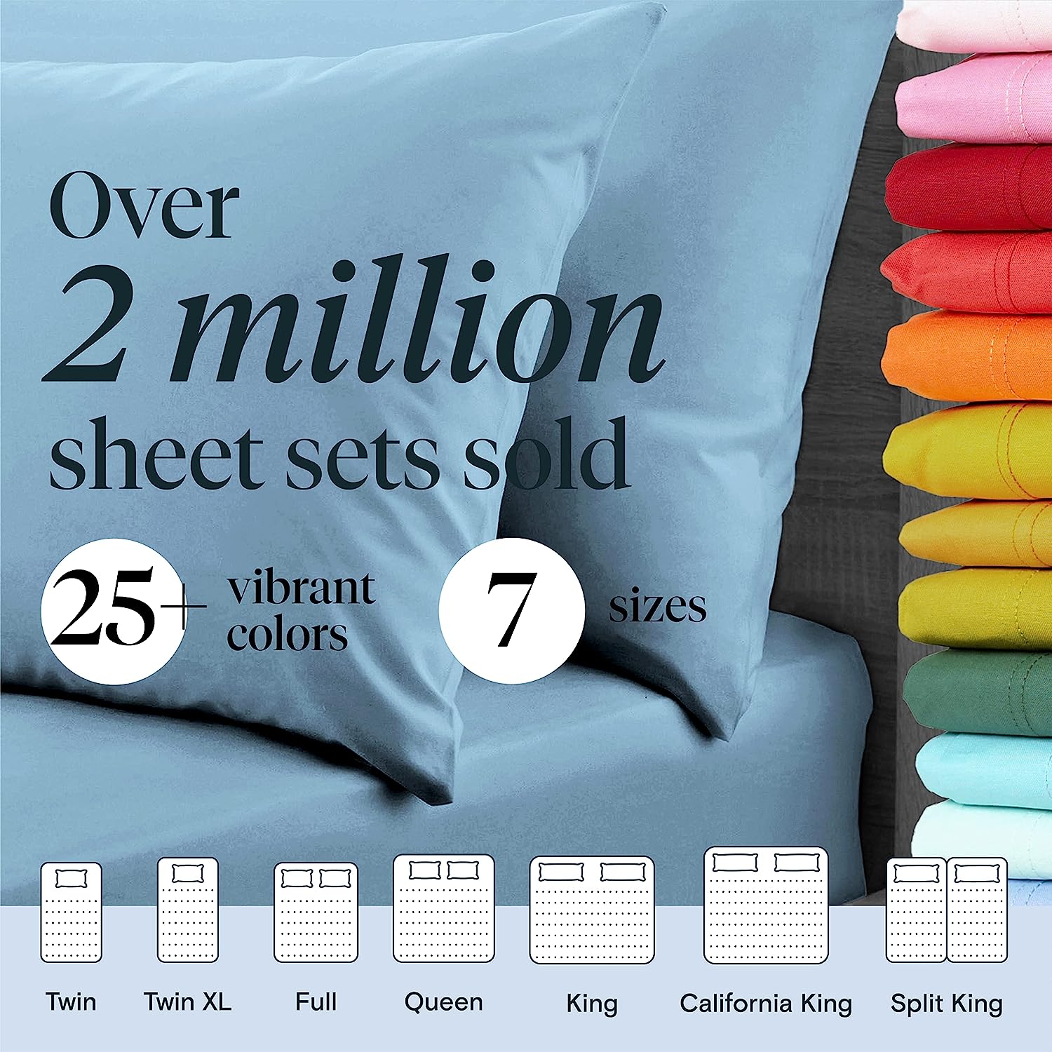 LuxClub 6 PC King Size Sheet Set Bamboo Sheets Deep Pockets 18" Eco Friendly Wrinkle Free Cooling Sheets Machine Washable Hotel Bedding Silky Soft - Sky King