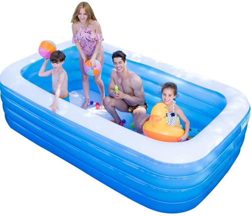 ARTF 1.3/1.5/1.8/2.1/2.6m Inflatable Swimming Pool,Summer LarInflatable Family Outdoor Rectangle Swimming Pool, Garden, Parties, Apply to Kids and Adults,Family Kids Water Play Fun Backyard Toy