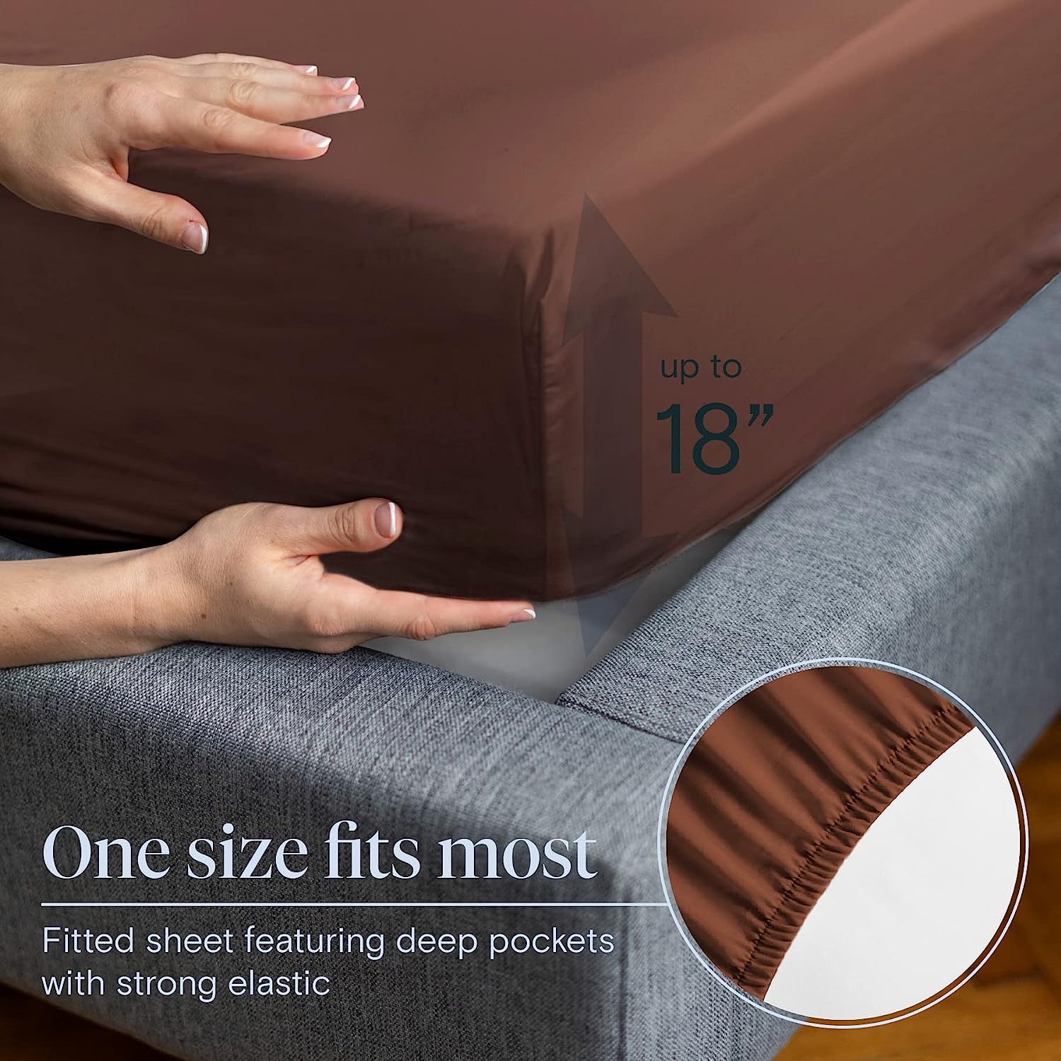 LuxClub Twin XL Sheets Set - Soft Twin Bed Sheets for Boys and Girls, 4 PC Deep Pockets 18" Eco Friendly Wrinkle Free Kids Fitted Sheets Machine Washable Hotel Bedding Silky Soft - Brown Twin XL
