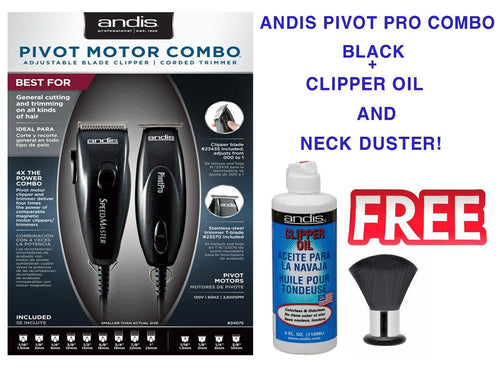 ANDIS BLACK SPEED  CLIPPER+PIVOT PRO MOTOR COMBO W/OIL&NECK DUSTER