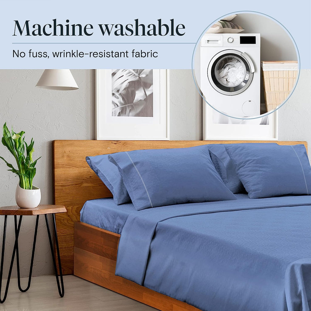 LuxClub 6 PC California King Size Sheet Set Bamboo Sheets Deep Pockets 18" Eco Friendly Wrinkle Free Cooling Sheets Machine Washable Hotel Bedding Silky Soft - Oxford California King