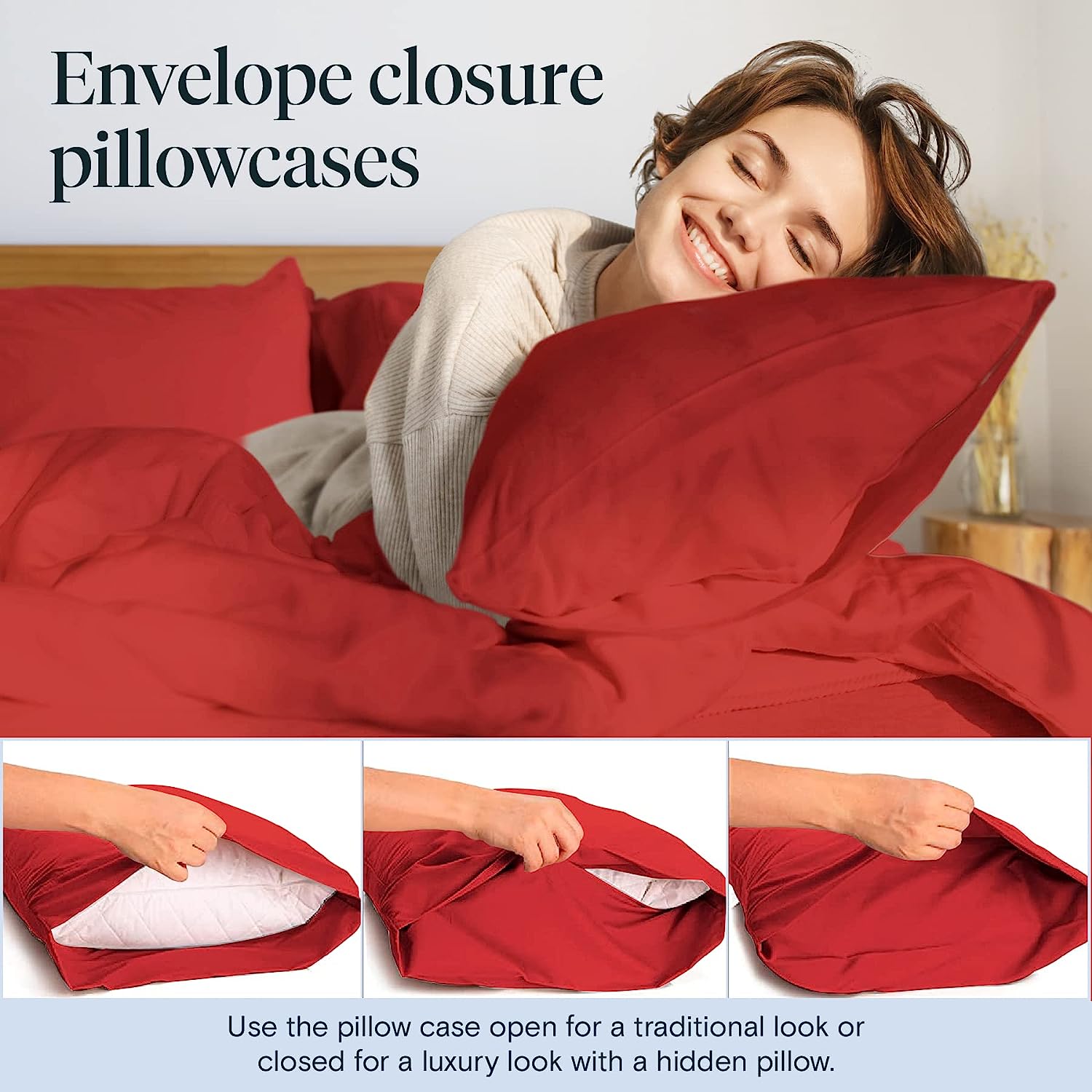 LuxClub 6 PC King Size Sheet Set Bamboo Sheets Deep Pockets 18" Eco Friendly Wrinkle Free Cooling Sheets Machine Washable Hotel Bedding Silky Soft - Red King