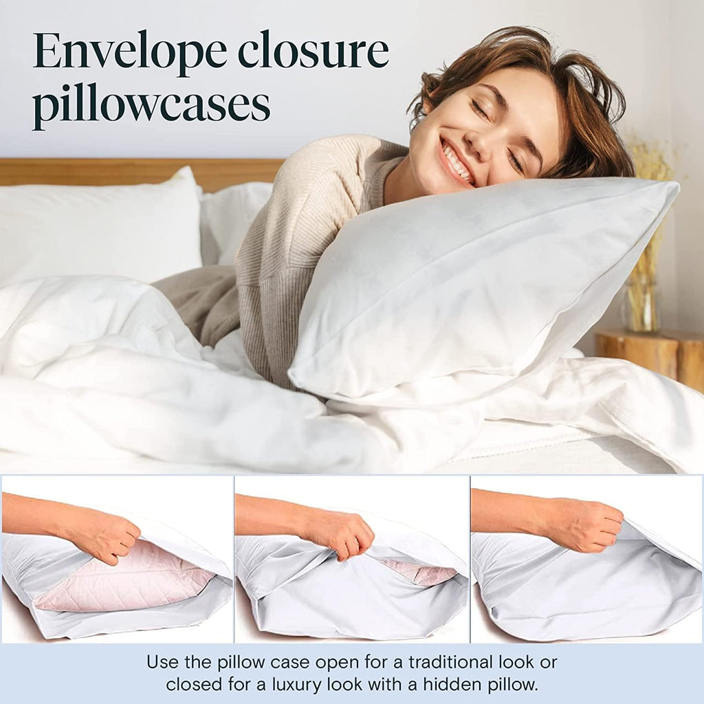 LuxClub 6 PC Extra Deep Pocket Cal King Sheets &amp; Pillowcases Set - Hotel Bedding Silky Soft Eco Friendly Wrinkle Free Ultra Soft Cooling Bed Sheet Set deep Pocket up to 21" (Cali King, White)