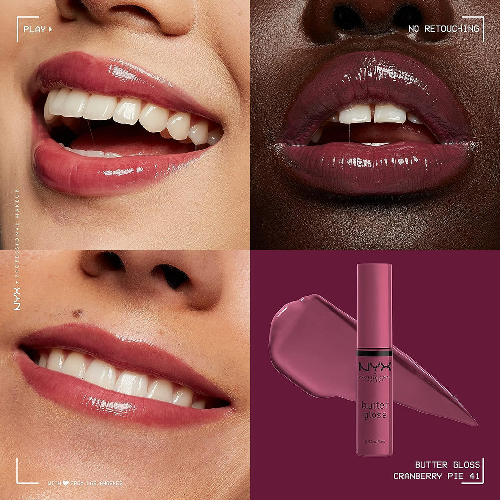 NYX PROFESSIONAL MAKEUP Butter Gloss, Non-Sticky Lip Gloss - Cranberry Pie (Mauve Purple)