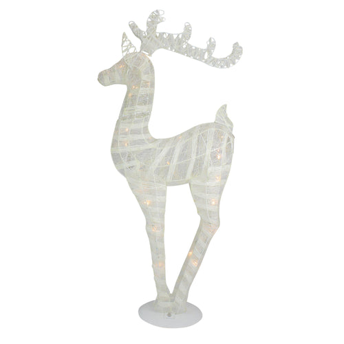 36" White and Silver Glitter LED Lighted Reindeer Christmas Tabletop Decor