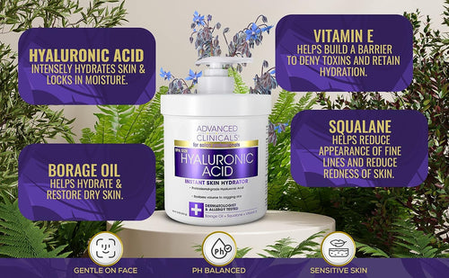 Advanced Clinicals Collagen Cream + Hyaluronic Acid Lotion Moisturizer Face &amp; Body Skin Care Set. Collagen Lotion Restores Sagging Skin &amp; Hyaluronic Acid Anti Aging Cream Hydrates Dry Skin, 2-Pack