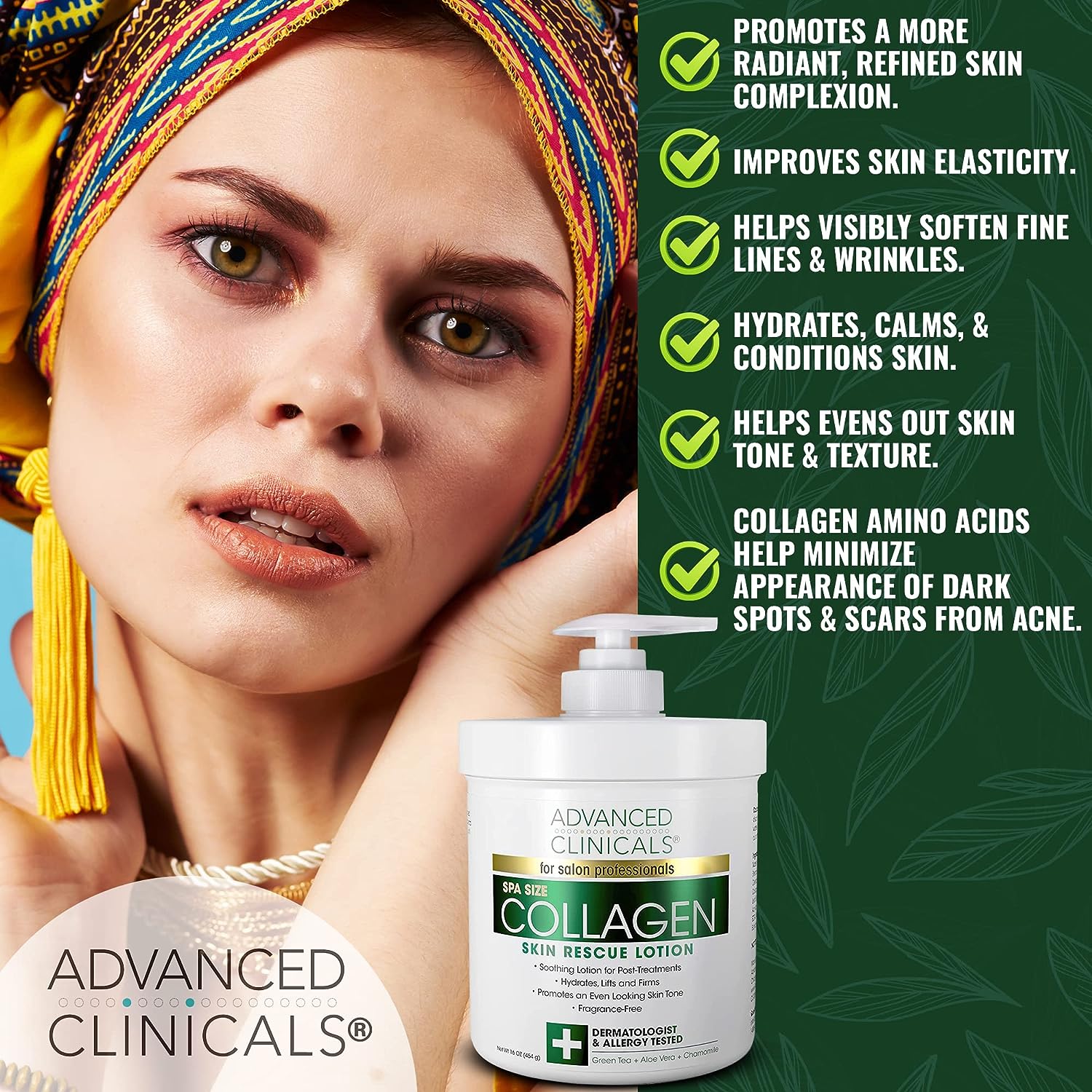 Advanced Clinicals Collagen Cream + Hyaluronic Acid Lotion Moisturizer Face &amp; Body Skin Care Set. Collagen Lotion Restores Sagging Skin &amp; Hyaluronic Acid Anti Aging Cream Hydrates Dry Skin, 2-Pack