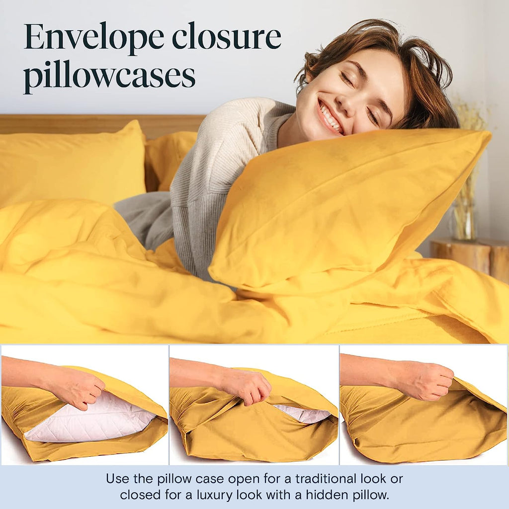 LuxClub 6 PC Full Size Sheet Set Bamboo Sheets Deep Pockets 18" Eco Friendly Wrinkle Free Cooling Sheets Machine Washable Hotel Bedding Silky Soft - Medallion Gold Full
