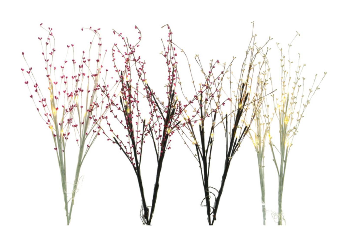Decoris 9447939 Plastic LED Berry Branch, Assorted Color - 24 per Pack - Pack of 2