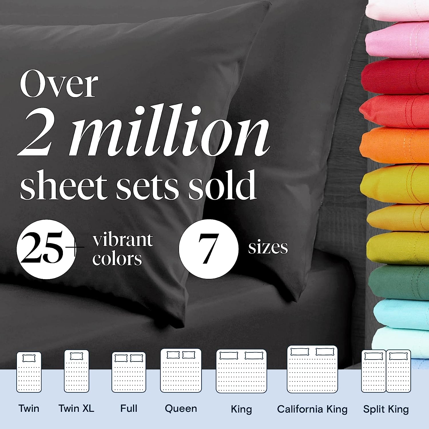 LuxClub 6 PC Queen Sheet Set Bamboo Sheets Deep Pockets 18" Eco Friendly Wrinkle Free Cooling Sheets Machine Washable Hotel Bedding Silky Soft - Grey Queen