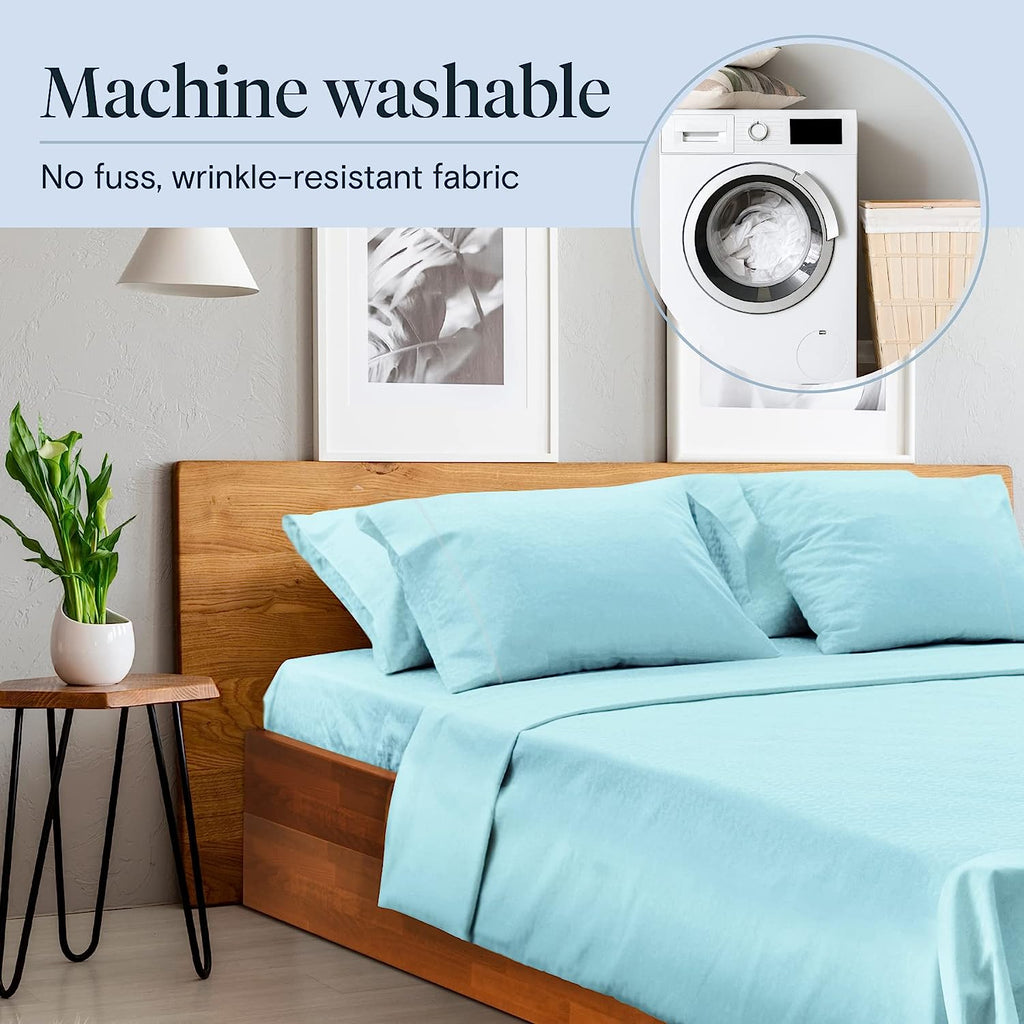 LuxClub 6 PC California King Size Sheet Set Bamboo Sheets Deep Pockets 18" Eco Friendly Wrinkle Free Cooling Sheets Machine Washable Hotel Bedding Silky Soft - Aqua California King