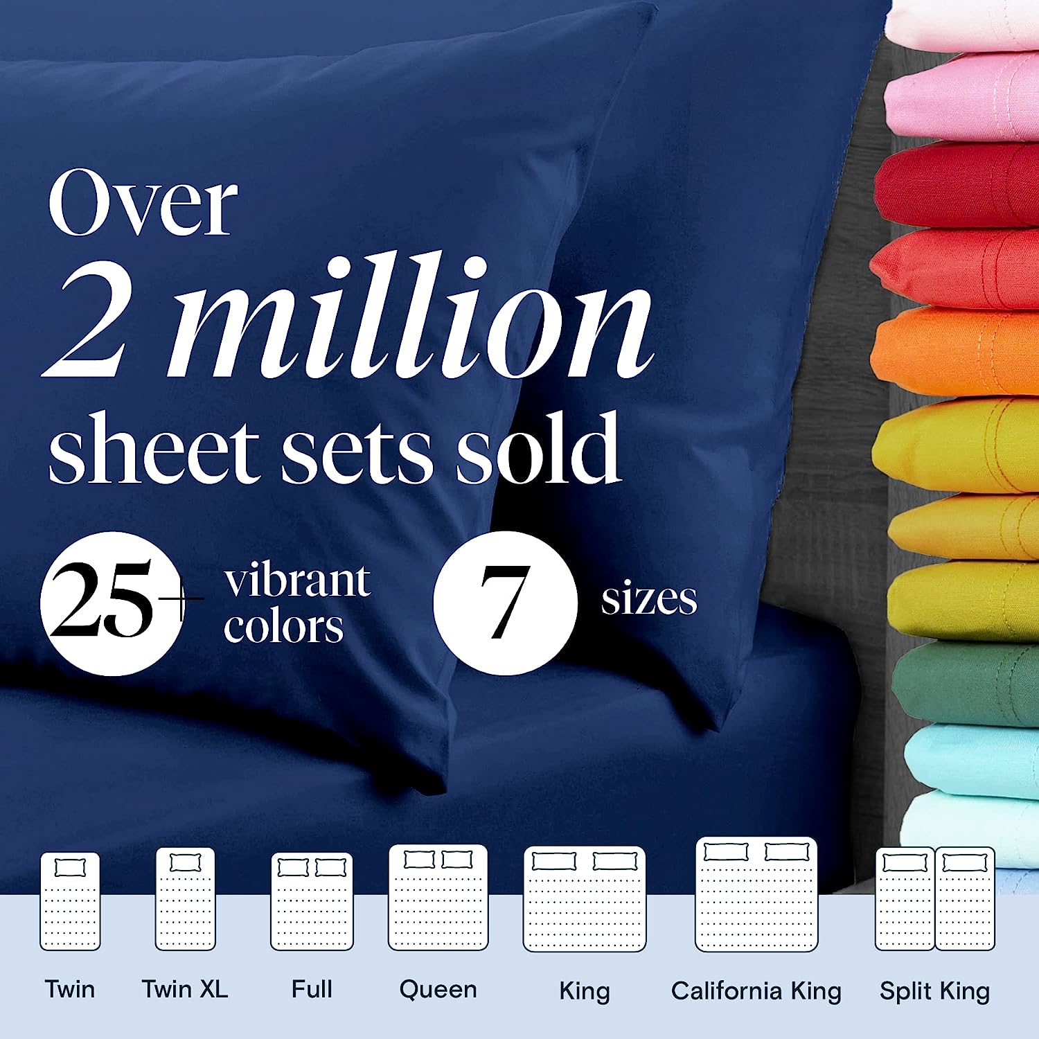 LuxClub Twin XL Sheets Set - Soft Kids Twin Bed Sheets for Boys and Girls, 4 PC Deep Pockets 18" Eco Friendly Wrinkle Free Fitted Sheets Machine Washable Hotel Bedding Silky Soft- Navy Twin XL