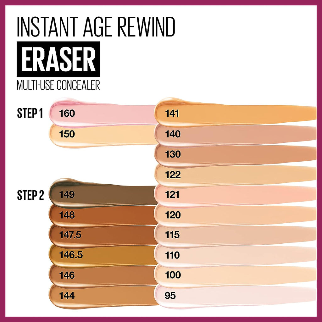 Maybelline New York Instant Age Rewind Eraser Dark Circles Treatment Multi-Use Concealer, 147.5, 1 Count (Packaging May Vary)