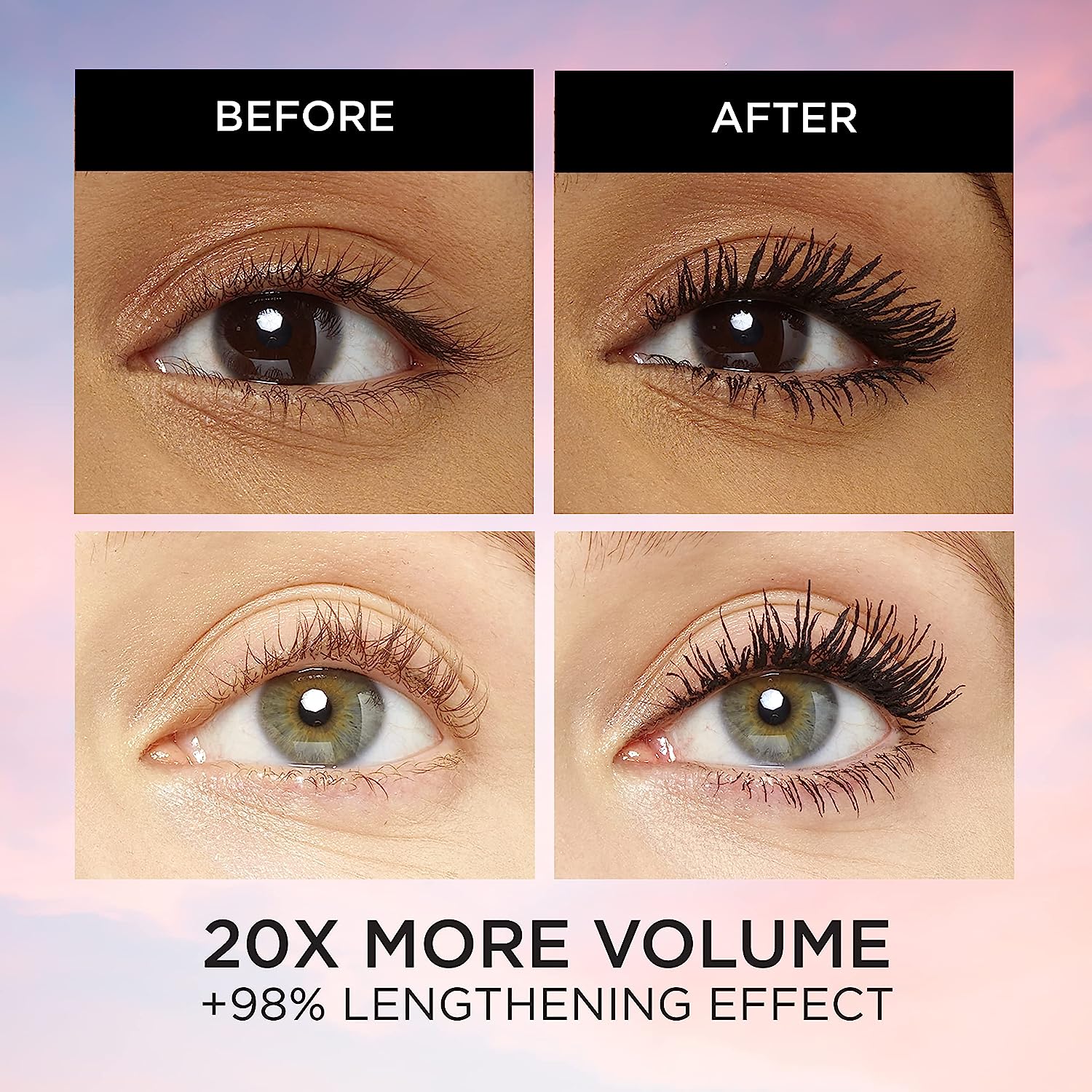 L’Oréal Paris Voluminous Makeup Lash Paradise Mascara, Voluptuous Volume, Intense Length, Feathery Soft Full Lashes, No Flaking, No Smudging, No Clumping, Mystic Black, 0.25 Fl Oz (Pack of 2)