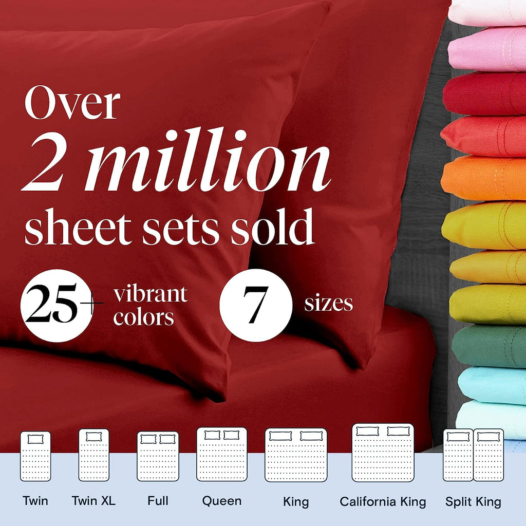 LuxClub 6 PC Queen Sheet Set Bamboo Sheets Deep Pockets 18" Eco Friendly Wrinkle Free Cooling Sheets Machine Washable Hotel Bedding Silky Soft - Red Queen