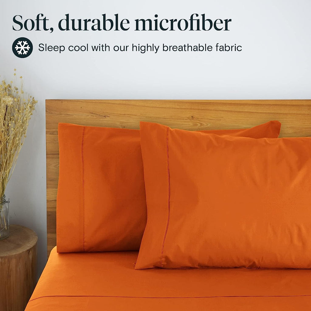 LuxClub 6 PC Queen Sheet Set Bamboo Sheets Deep Pockets 18" Eco Friendly Wrinkle Free Cooling Sheets Machine Washable Hotel Bedding Silky Soft - Autumn Orange Queen