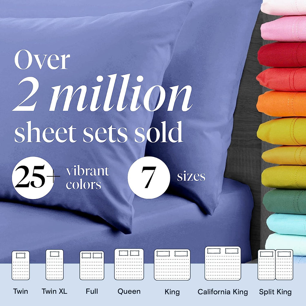 LuxClub 6 PC Queen Sheet Set Bamboo Sheets Deep Pockets 18" Eco Friendly Wrinkle Free Cooling Sheets Machine Washable Hotel Bedding Silky Soft - Violet Blue Queen