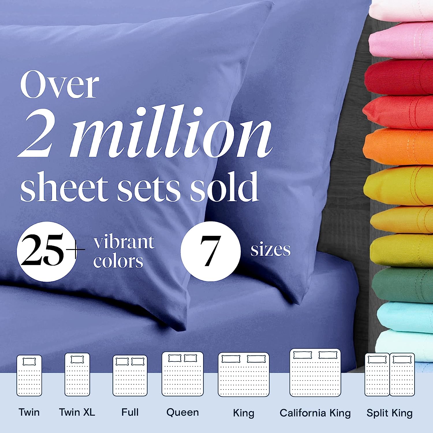 LuxClub Twin XL Sheets Set - Soft Twin Bed Sheets for Boys and Girls, 4 PC Deep Pockets 18" Eco Friendly Wrinkle Free Kids Fitted Sheets Machine Washable Hotel Bedding Silky Soft - Violet Blue Twin XL