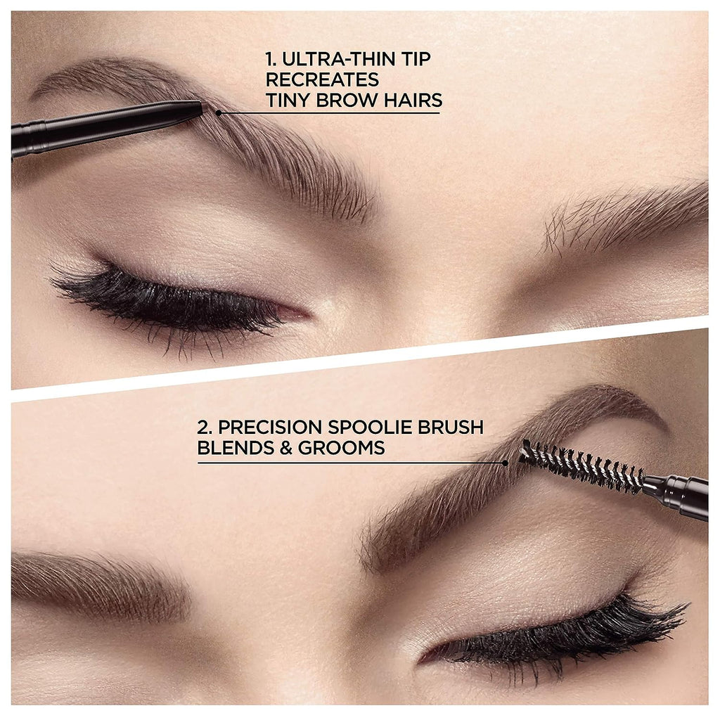 L’Oréal Paris Makeup Brow Stylist Definer Waterproof Eyebrow Pencil, Ultra-Fine Mechanical Pencil, Draws Tiny Brow Hairs and Fills in Sparse Areas and Gaps, Dark Brunette, 0.11 Ounce (Pack of 2)