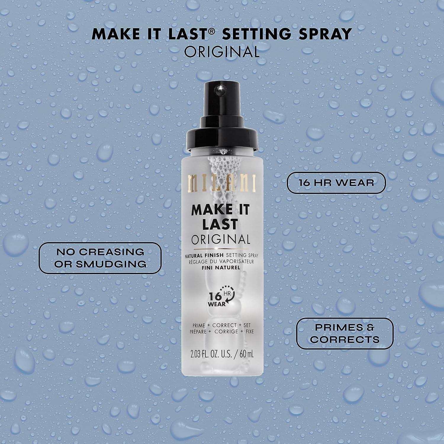Milani Make It Last 3-in-1 Setting Spray and Primer- Prime + Correct + Set (2.03 Fl. Oz.) Makeup Finishing Spray and Primer - Long Lasting