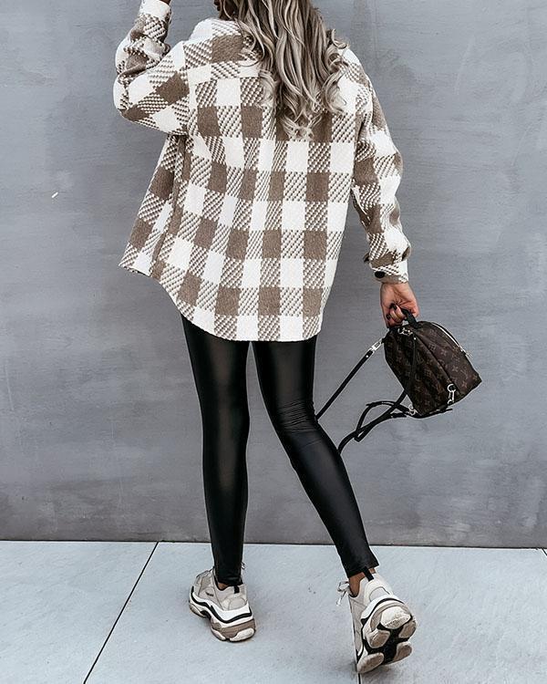 casual plaid/houndstooth coat with pockets