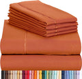 LuxClub 7 PC Split King Sheet Set Bamboo Sheets Deep Pockets 18" Eco Friendly Wrinkle Free Cooling Sheets Machine Washable Hotel Bedding Silky Soft - Autumn Orange Split King
