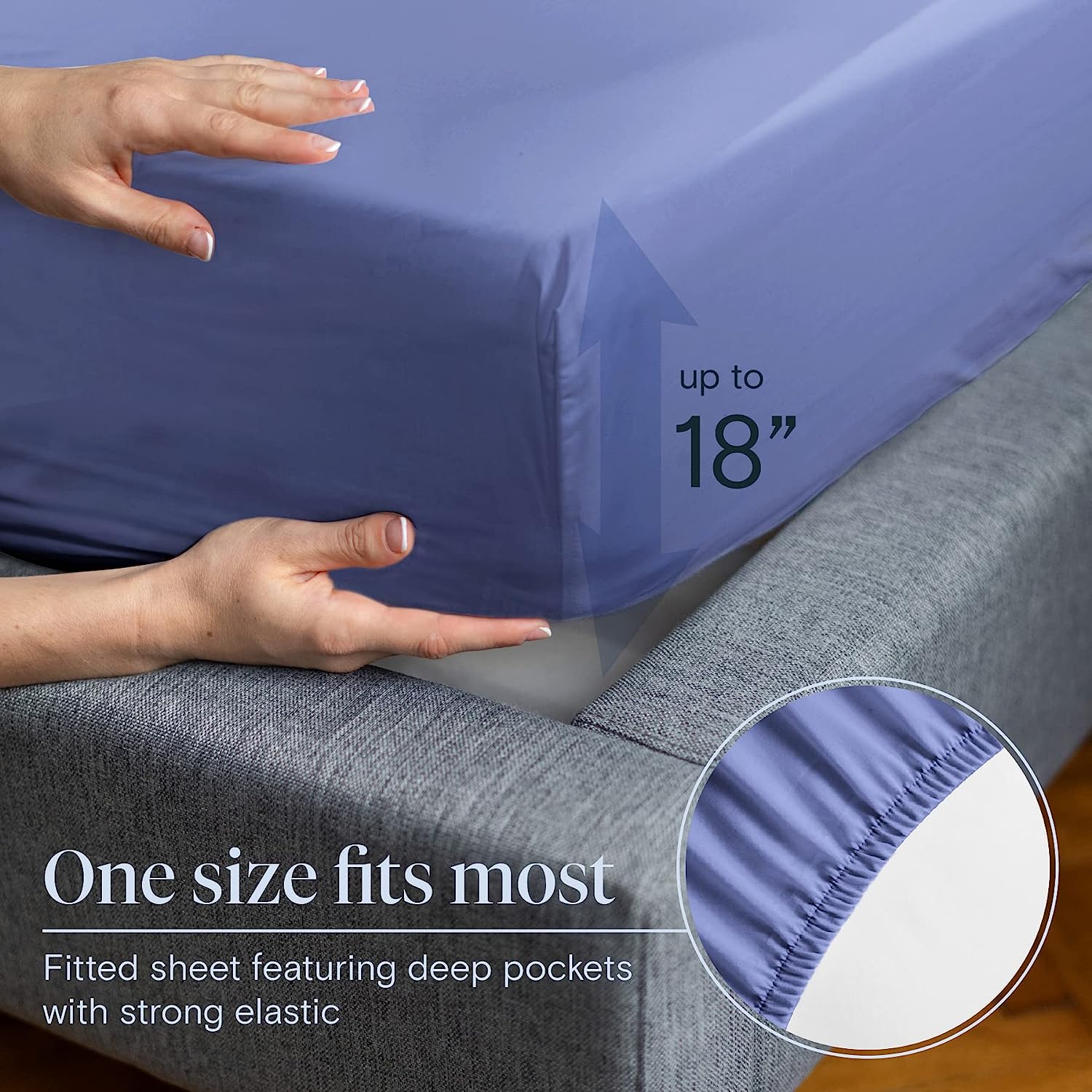 LuxClub 6 PC Queen Sheet Set Bamboo Sheets Deep Pockets 18" Eco Friendly Wrinkle Free Cooling Sheets Machine Washable Hotel Bedding Silky Soft - Violet Blue Queen