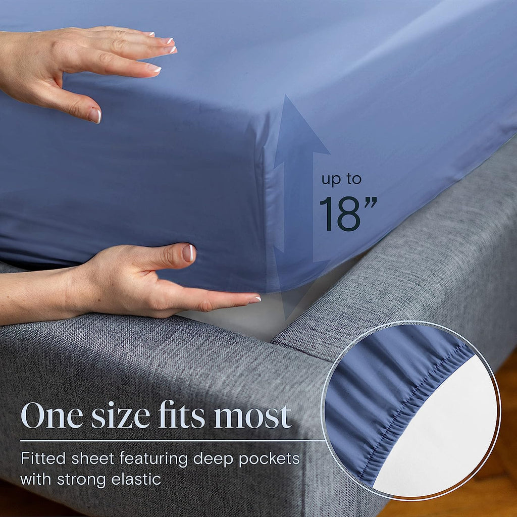 LuxClub 6 PC Queen Sheet Set Bamboo Sheets Deep Pockets 18" Eco Friendly Wrinkle Free Cooling Sheets Machine Washable Hotel Bedding Silky Soft - Oxford Queen