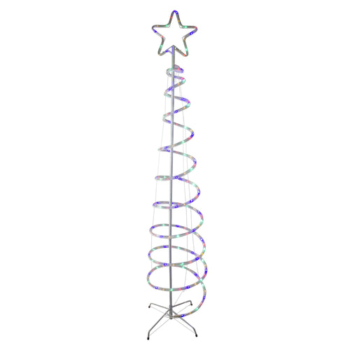 7' Pre-Lit Slim Spiral Rope Light Christmas Tree Outdoor Decor - Multicolor LED Lights