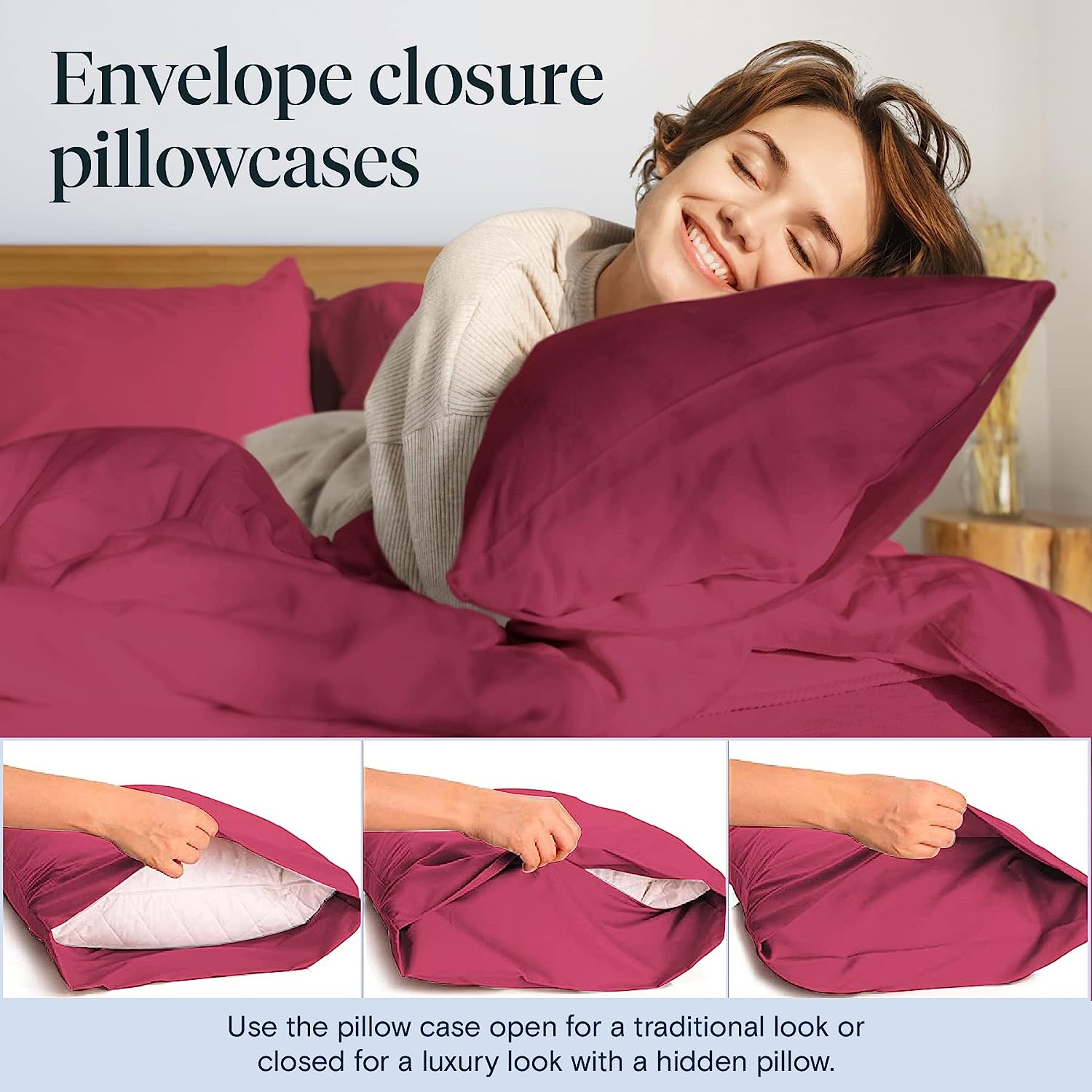 LuxClub Twin XL Sheets Set - Soft Twin Bed Sheets for Boys and Girls, 4 PC Deep Pockets 18" Eco Friendly Wrinkle Free Kids Fitted Sheets Machine Washable Hotel Bedding Silky Soft - Burgundy Twin XL