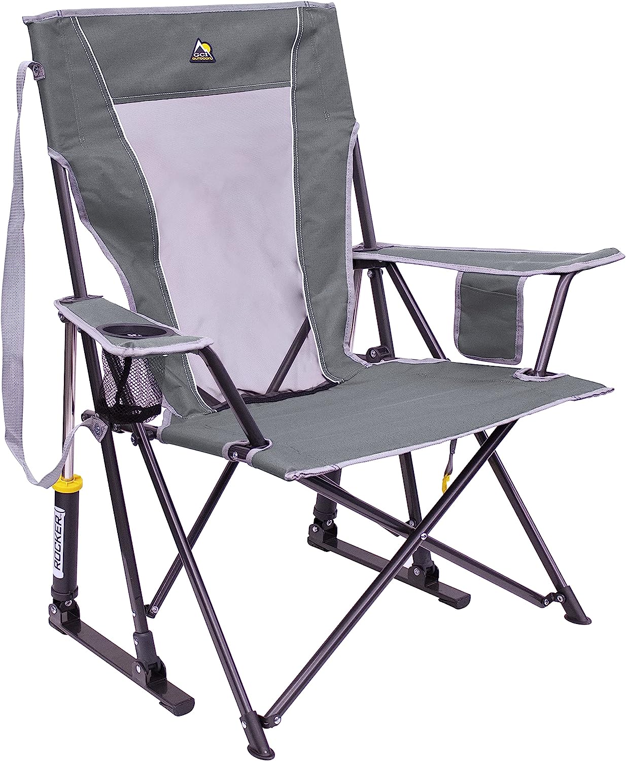 GCI Outdoor Comfort Pro Rocker Collapsible Rocking Chair &amp; Outdoor Camping Chair, Mercury Grey