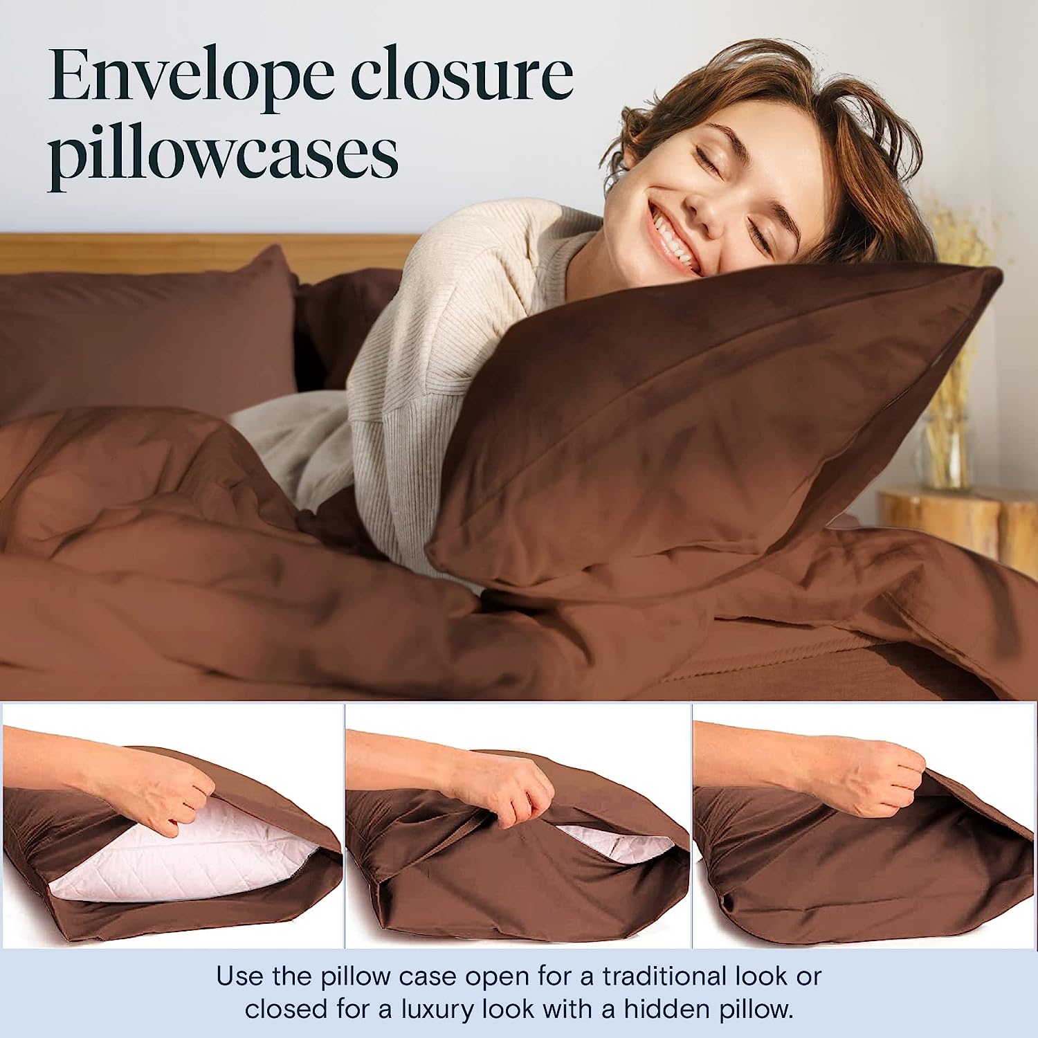 LuxClub 6 PC California King Size Sheet Set Bamboo Sheets Deep Pockets 18" Eco Friendly Wrinkle Free Cooling Sheets Machine Washable Hotel Bedding Silky Soft - Brown California King