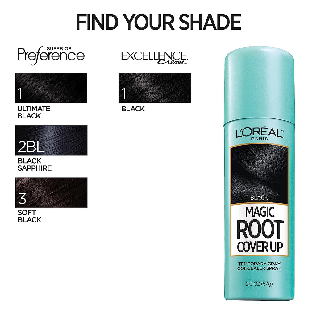 L'Oreal Paris Hair Color Root Cover Up Hair Dye Black 2 Ounce (Pack of 2) (Packaging May Vary)
