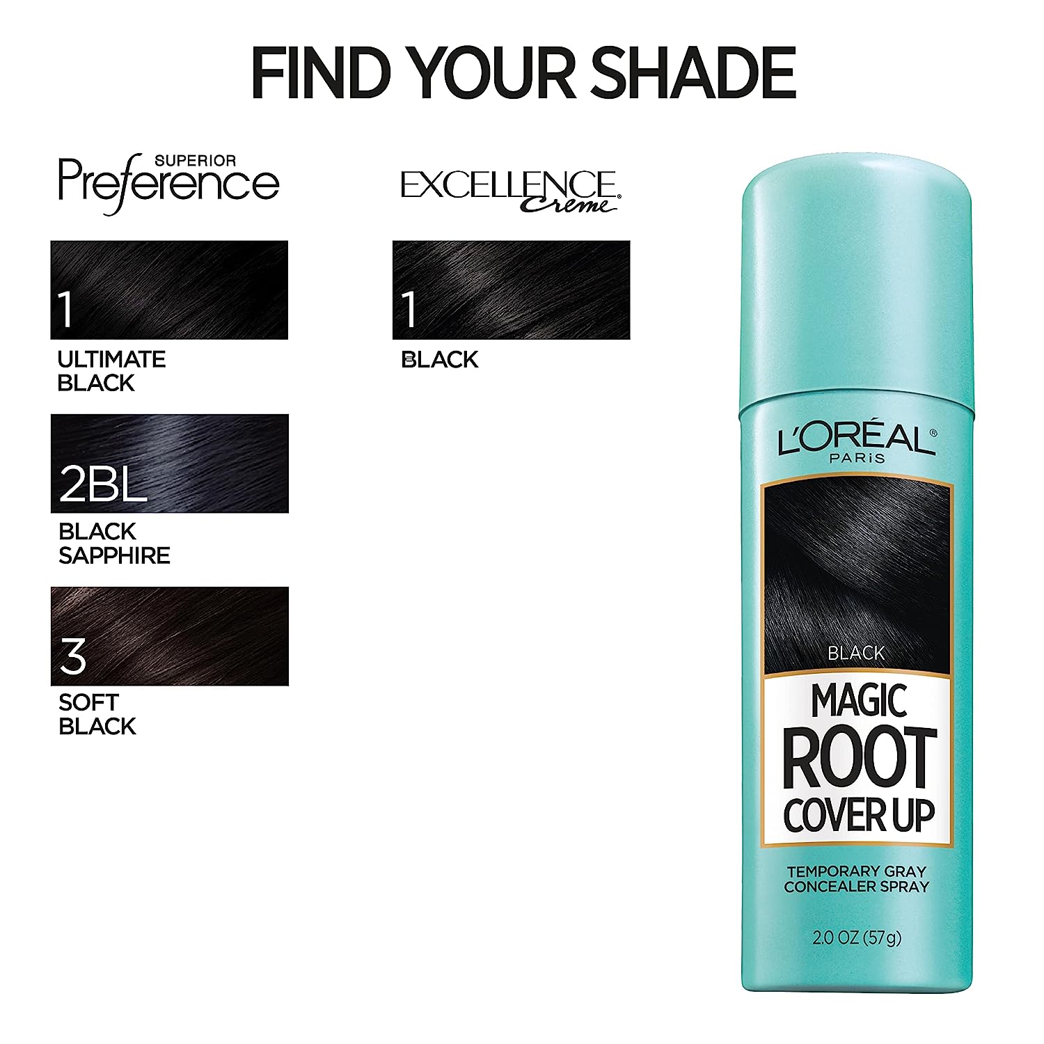 L'Oreal Paris Hair Color Root Cover Up Hair Dye Black 2 Ounce (Pack of 2) (Packaging May Vary)
