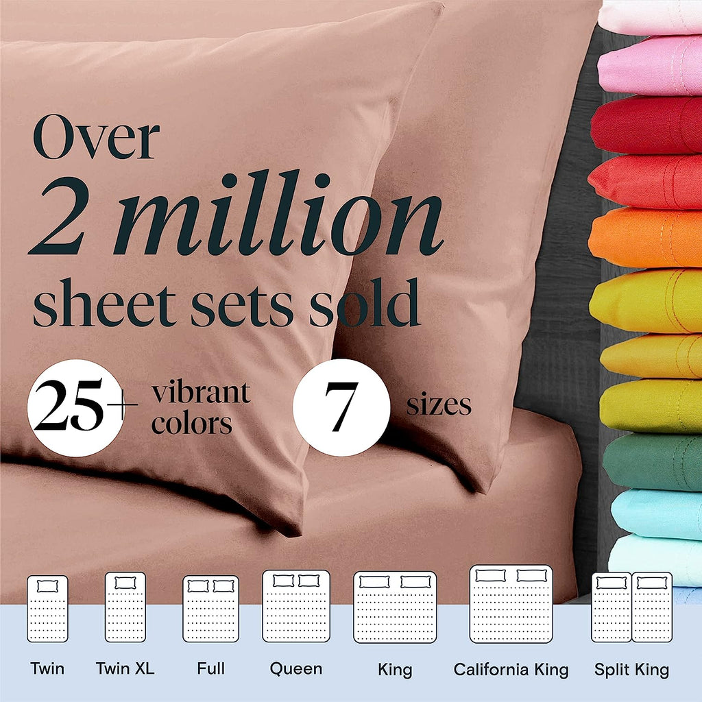 LuxClub 6 PC California King Size Sheet Set Bamboo Sheets Deep Pockets 18" Eco Friendly Wrinkle Free Cooling Sheets Machine Washable Hotel Bedding Silky Soft - Pearl Pink California King