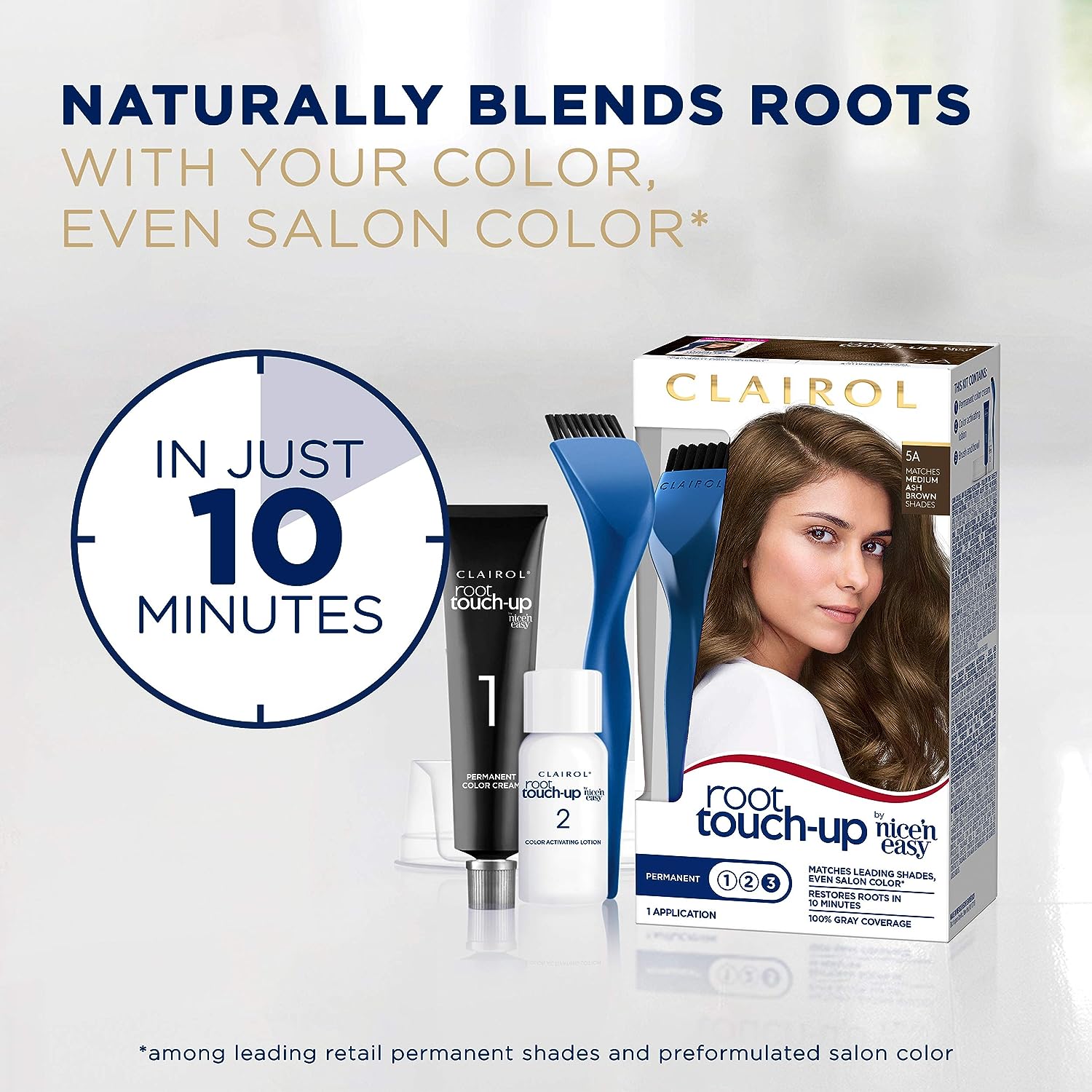 Clairol Root Touch-Up by Nice'n Easy Permanent Hair Dye, 6 Light Brown Hair Color, Pack of 2