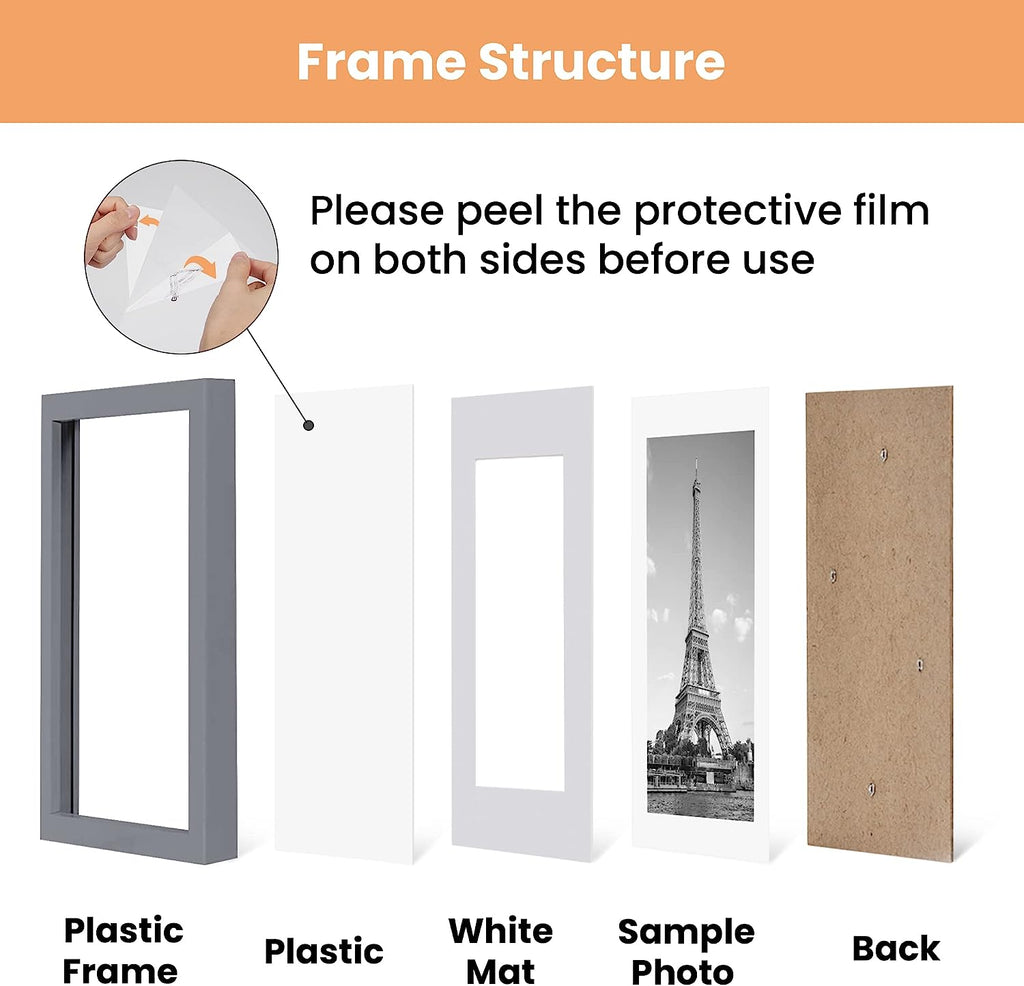 upsimples 16x20 Picture Frame Set of 5, Display Pictures 11x14 with Mat or 16x20 Without Mat, Wall Gallery Poster Frames, Dark Gray