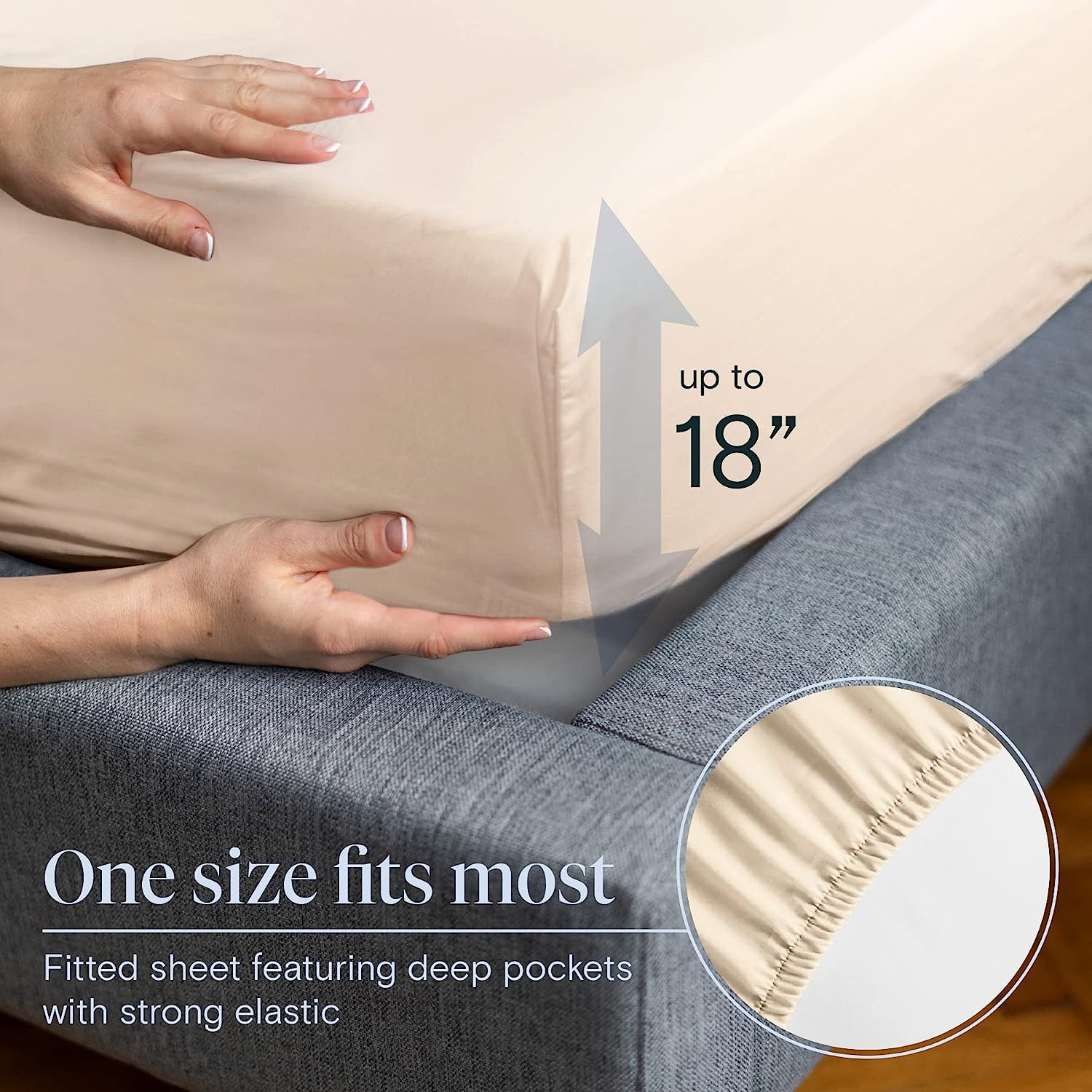 LuxClub 6 PC Queen Sheet Set Bamboo Sheets Deep Pockets 18" Eco Friendly Wrinkle Free Cooling Sheets Machine Washable Hotel Bedding Silky Soft - Cream Queen