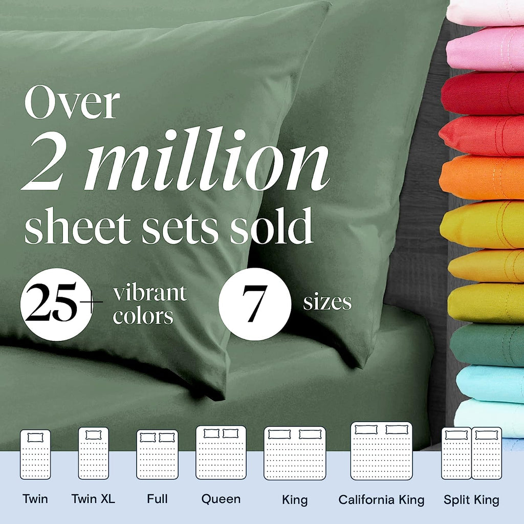 LuxClub 6 PC King Size Sheet Set Bamboo Sheets Deep Pockets 18" Eco Friendly Wrinkle Free Cooling Sheets Machine Washable Hotel Bedding Silky Soft - Tree Moss Green King