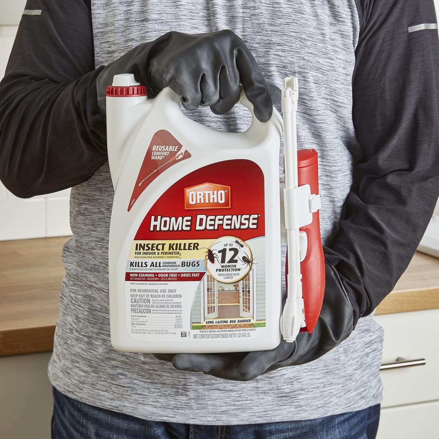 Ortho Home Defense Insect Killer for Indoor &amp; Perimeter2 Kills Ants, Roaches, Spiders with No Odor and Fast Dry, 1.33Gal