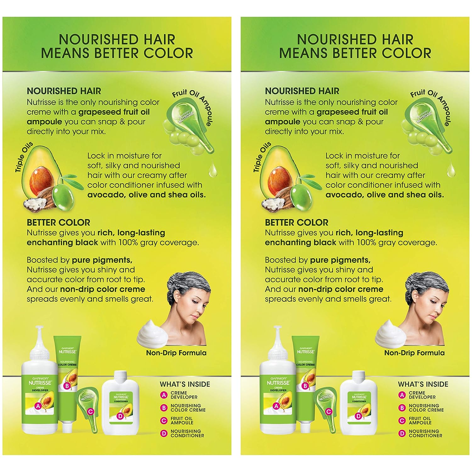 Garnier Hair Color Nutrisse Nourishing Creme, 12 Natural Blue Black (Poppyseed) Permanent Hair Dye, 2 Count (Packaging May Vary)